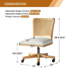 Chaise de travail moderne en rotin avec piètement en bois massif par
