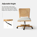 Chaise de travail moderne en rotin avec piètement en bois massif par