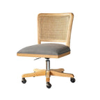 Chaise de travail moderne en rotin avec piètement en bois massif par