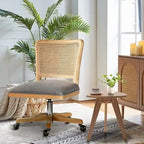 Chaise de travail moderne en rotin avec piètement en bois massif par