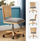 Chaise de travail moderne en rotin avec piètement en bois massif par