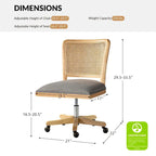 Chaise de travail moderne en rotin avec piètement en bois massif par