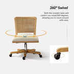 Chaise de travail moderne en rotin avec piètement en bois massif par