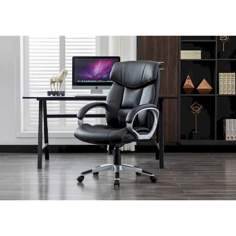  Executive Office Chair, PU Leather, Roller Wheels