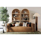 Canapé moderne en cuir mélangé marron - 89,8 L x 38,2 P x 27,2 H