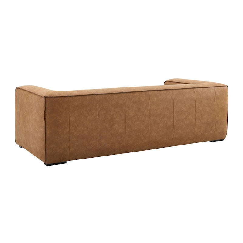 Canapé moderne en cuir mélangé marron - 89,8 L x 38,2 P x 27,2 H