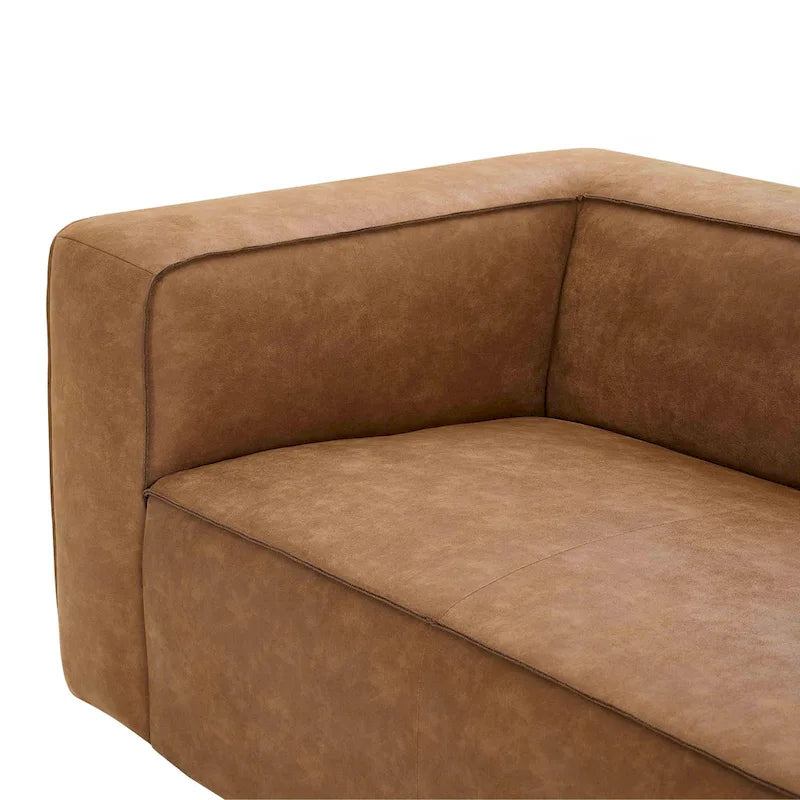 Canapé moderne en cuir mélangé marron - 89,8 L x 38,2 P x 27,2 H