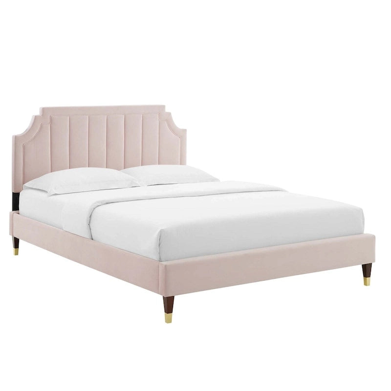 Lit plateforme queen en velours Sienna Performance