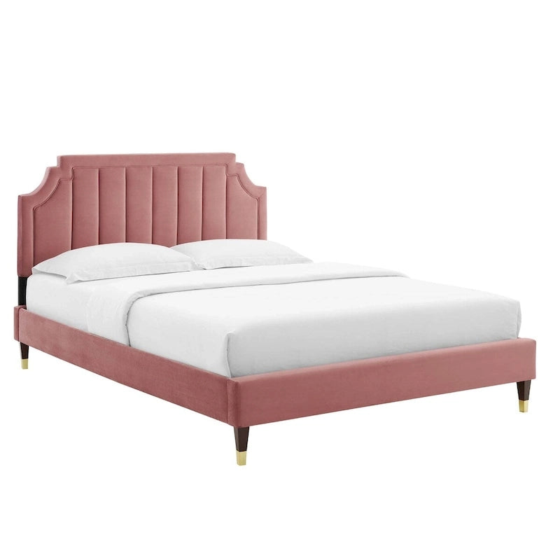 Lit plateforme queen en velours Sienna Performance