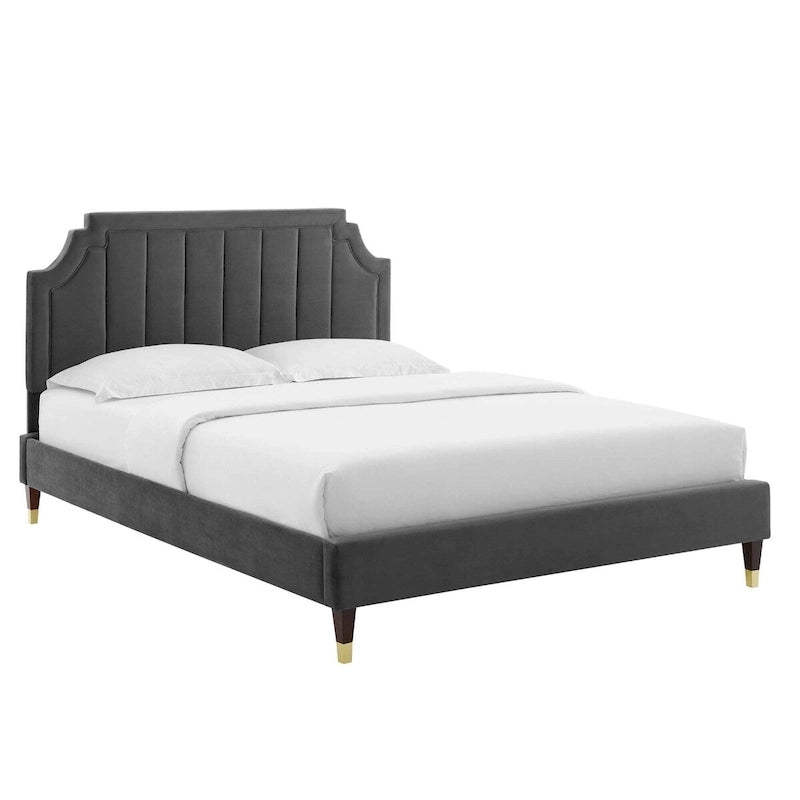 Lit plateforme queen en velours Sienna Performance