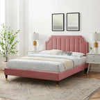 Lit plateforme queen en velours Sienna Performance