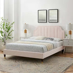 Lit plateforme queen en velours Sienna Performance