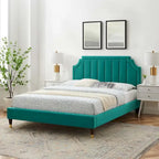 Lit plateforme queen en velours Sienna Performance