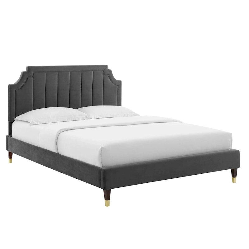 Lit plateforme queen en velours Sienna Performance