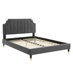 Lit plateforme queen en velours Sienna Performance