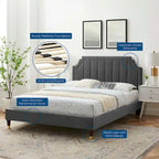 Lit plateforme queen en velours Sienna Performance
