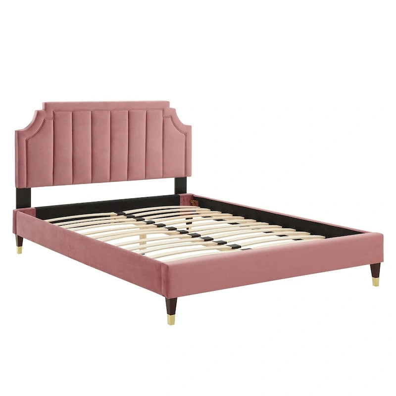 Lit plateforme queen en velours Sienna Performance