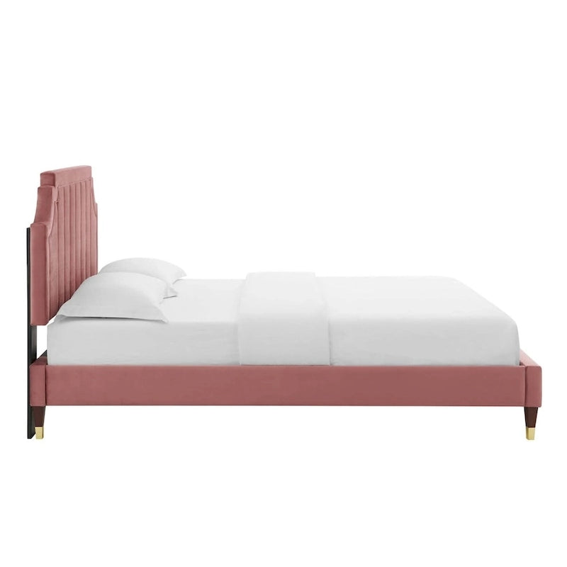 Lit plateforme queen en velours Sienna Performance