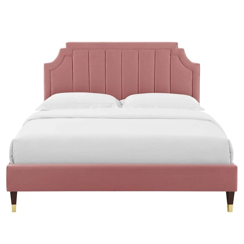 Lit plateforme queen en velours Sienna Performance
