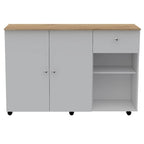Kitchen Island Cart for Kitchen, Dining Room,White / Light Oak