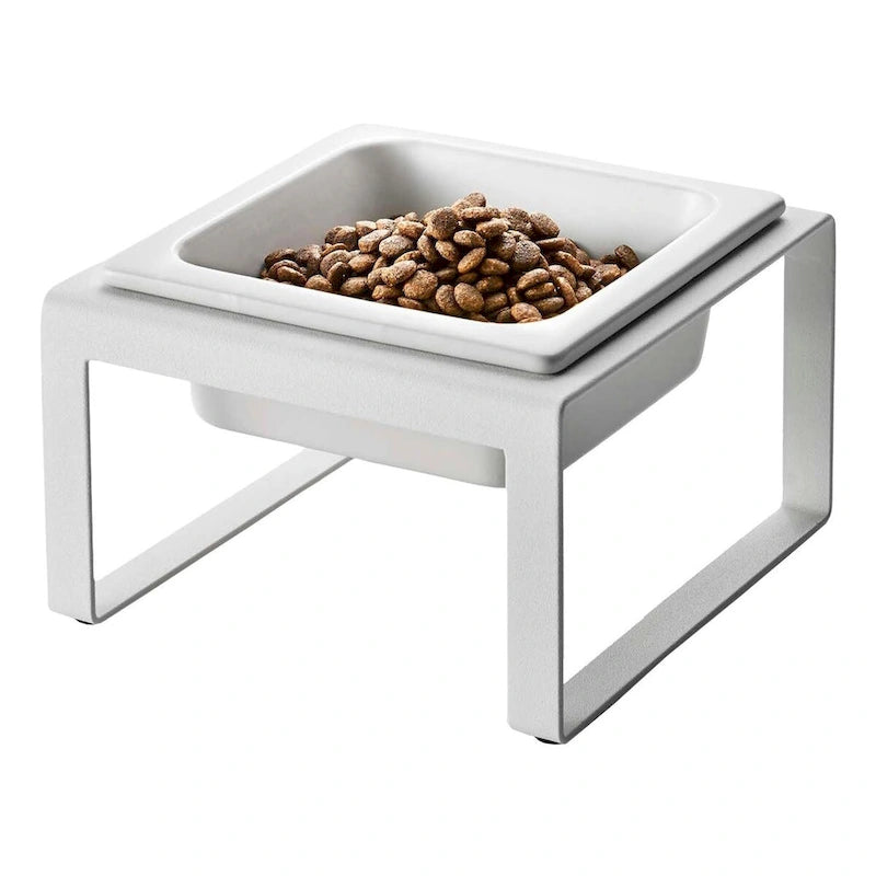  Single Pet Food Bowl - Two Styles, Steel and Ceramic, Tall, 1.25 - L 6.1 x W 5.91 x H 3.94 inches
