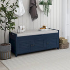 Banc à chaussures de rangement avec 3 portes à volets et coussin amovible
