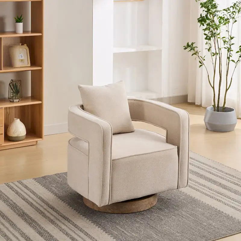 29.1W Swivel Accent Open Back Chair With Weathered Base