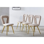 Lot de 4 chaises modernes avec pieds en tube de fer, coussins moelleux et dossier confortable, idéales pour salle à manger et salon