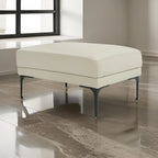 Salk 30 Inch Ottoman, Rectangular Cushioned Seat, Light Gray Upholstery
