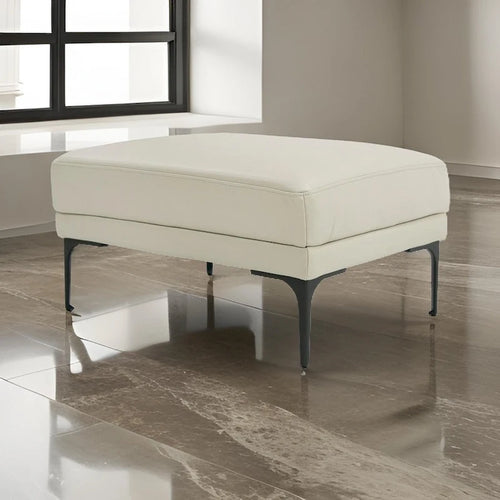 Salk 30 Inch Ottoman, Rectangular Cushioned Seat, Light Gray Upholstery