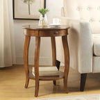 Tables d'appoint noyer et noir - 18 diam. X 24H