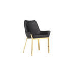 Ensemble de 2 chaises de salle à manger d'appoint de 23 pouces, capitonnées, en similicuir noir, or