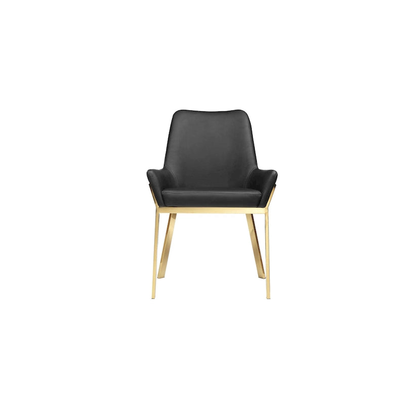Ensemble de 2 chaises de salle à manger d'appoint de 23 pouces, capitonnées, en similicuir noir, or