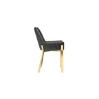 Ensemble de 2 chaises de salle à manger d'appoint de 23 pouces, capitonnées, en similicuir noir, or