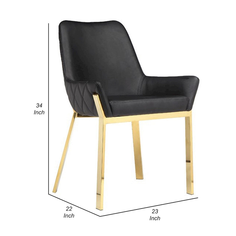 Ensemble de 2 chaises de salle à manger d'appoint de 23 pouces, capitonnées, en similicuir noir, or