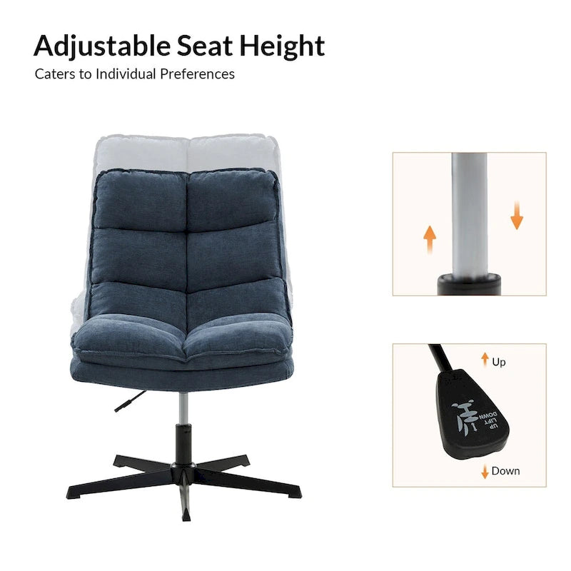 Chaise de bureau moderne Joaquin sans accoudoirs, capitonnée, pivotante à 360°, rembourrée
