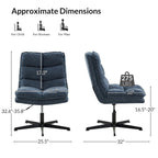 Chaise de bureau moderne Joaquin sans accoudoirs, capitonnée, pivotante à 360°, rembourrée