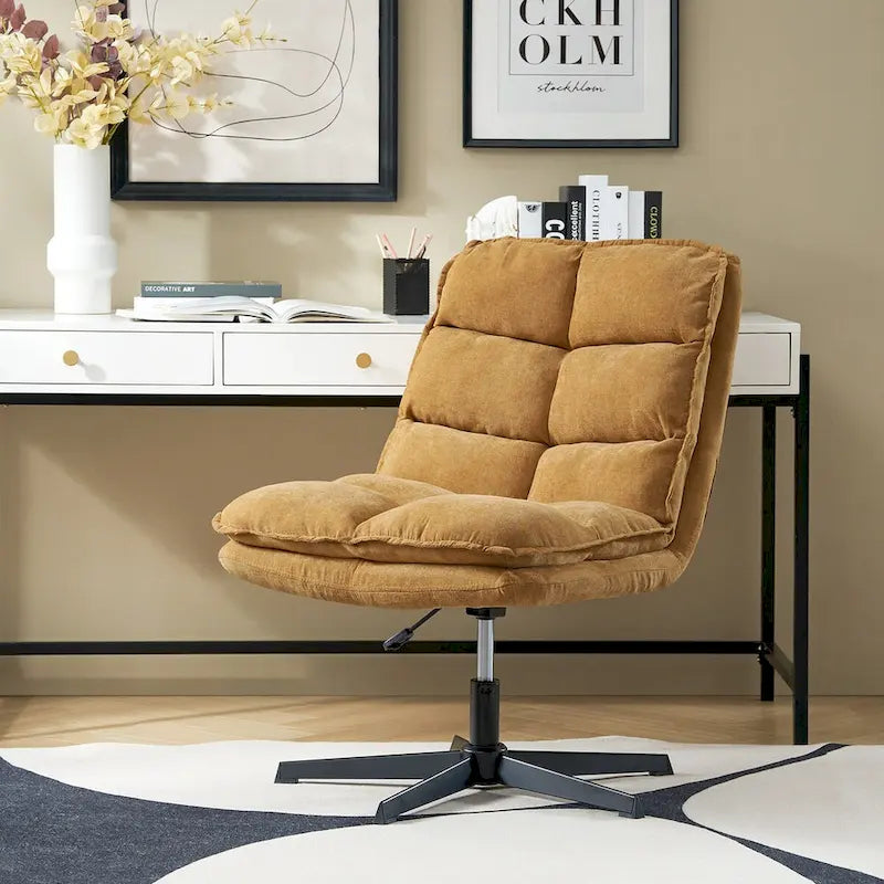 Chaise de bureau moderne Joaquin sans accoudoirs, capitonnée, pivotante à 360°, rembourrée