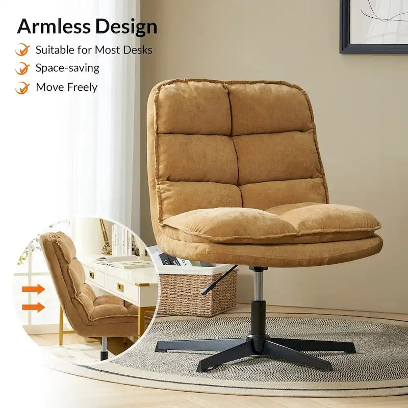 Chaise de bureau moderne Joaquin sans accoudoirs, capitonnée, pivotante à 360°, rembourrée
