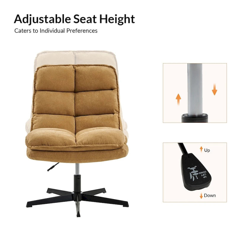 Chaise de bureau moderne Joaquin sans accoudoirs, capitonnée, pivotante à 360°, rembourrée