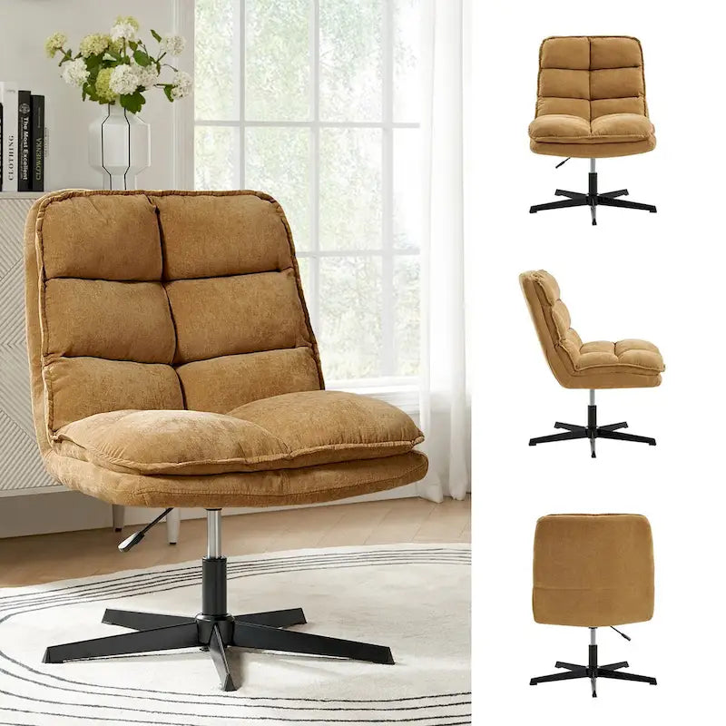 Chaise de bureau moderne Joaquin sans accoudoirs, capitonnée, pivotante à 360°, rembourrée