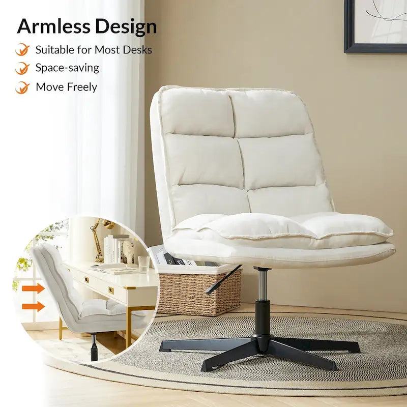 Chaise de bureau moderne Joaquin sans accoudoirs, capitonnée, pivotante à 360°, rembourrée