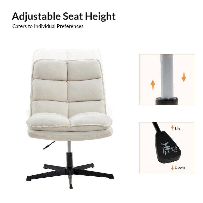 Chaise de bureau moderne Joaquin sans accoudoirs, capitonnée, pivotante à 360°, rembourrée