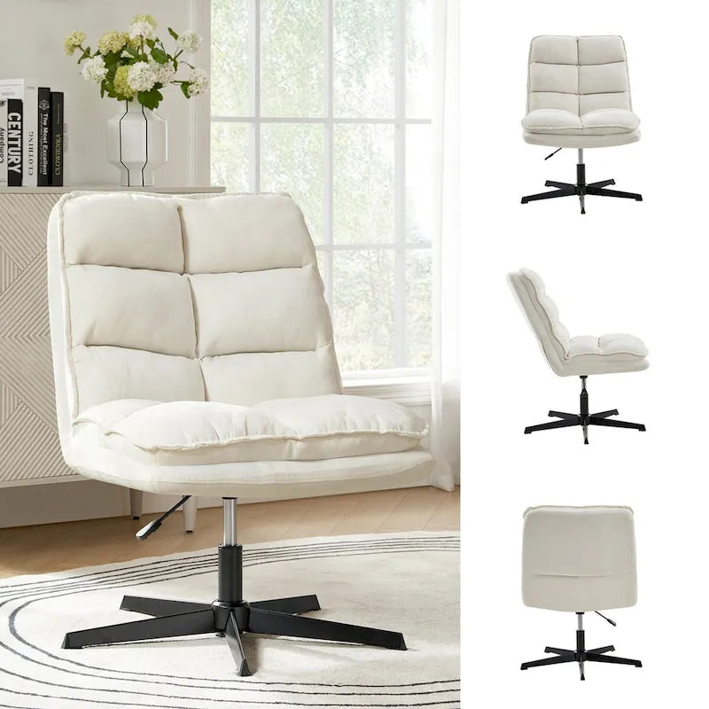 Chaise de bureau moderne Joaquin sans accoudoirs, capitonnée, pivotante à 360°, rembourrée